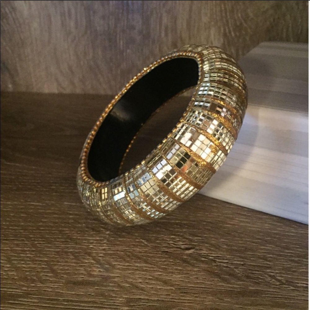 Gold Sparkle Cocktail Bangle Shimmer Bracelet